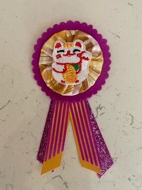 Mahjong Mum Ribbon Brooch - Purple
